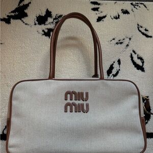 Miu Miu Tan and Cream Men's Briefcase
